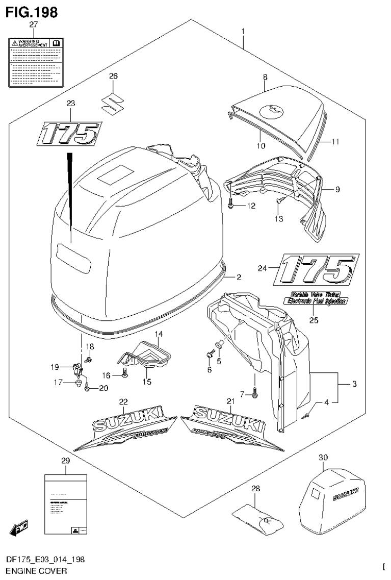 Suzuki DF175ZG ENGINE COVER (FOR 0EP) (DF175Z E03) parts diagram
